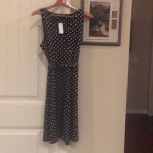 Anne Taylor black and Cream polka dotted dress