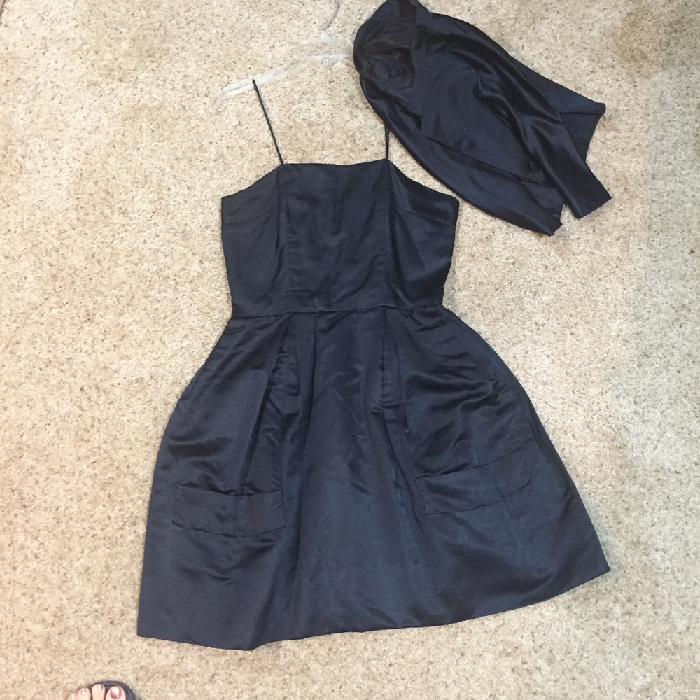 Retro satin black dress with bodello jacket