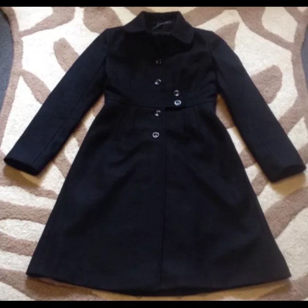 Black Peacoat Long Women Size 6 French Connection