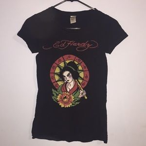 Ed Hardy Black Short Sleeve Tee Shirt Beautiful