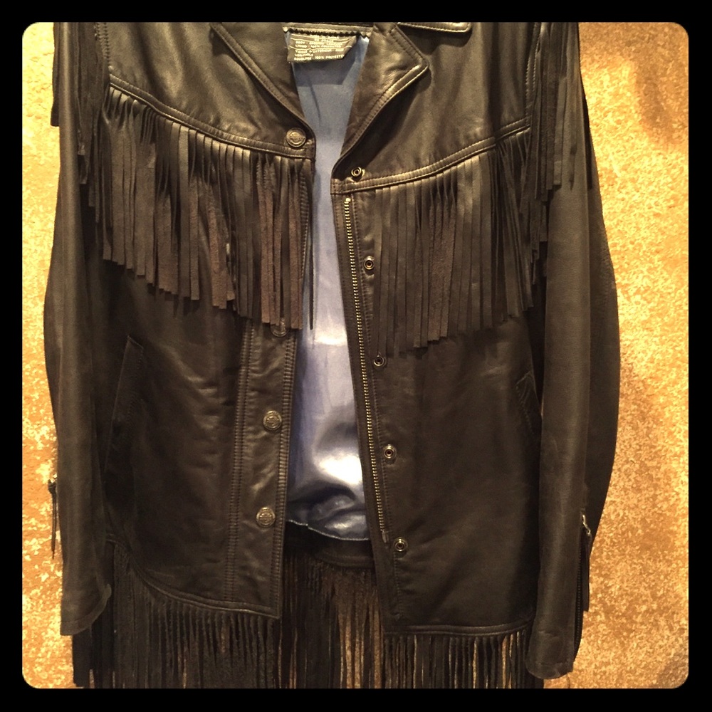 Harley Davidson leather fringe jacket