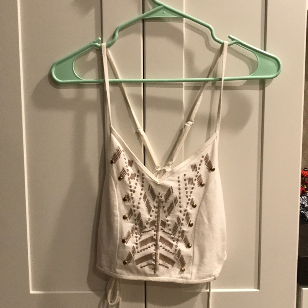 white patterned crop top