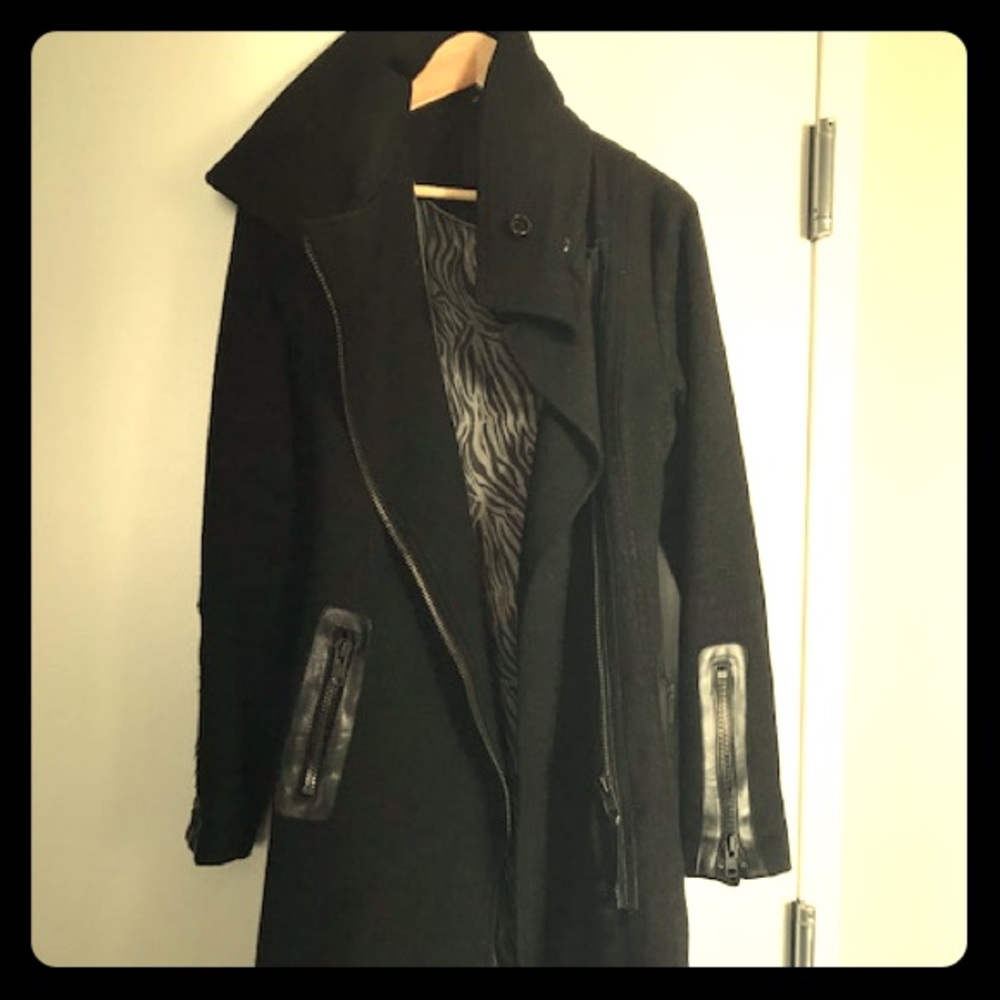 Mackage wool with leather trim coat