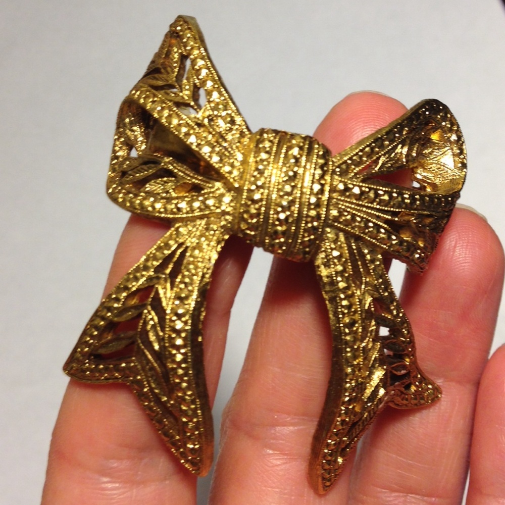 ❤ Beautiful Vintage Metal Bow Ponytail Hair Clip