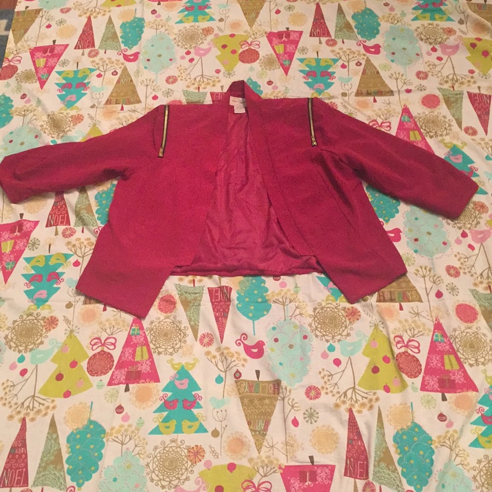 Red mid length blazer