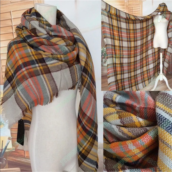 New Yellow Oversized Blanket Scarf - Picture 4 of 5