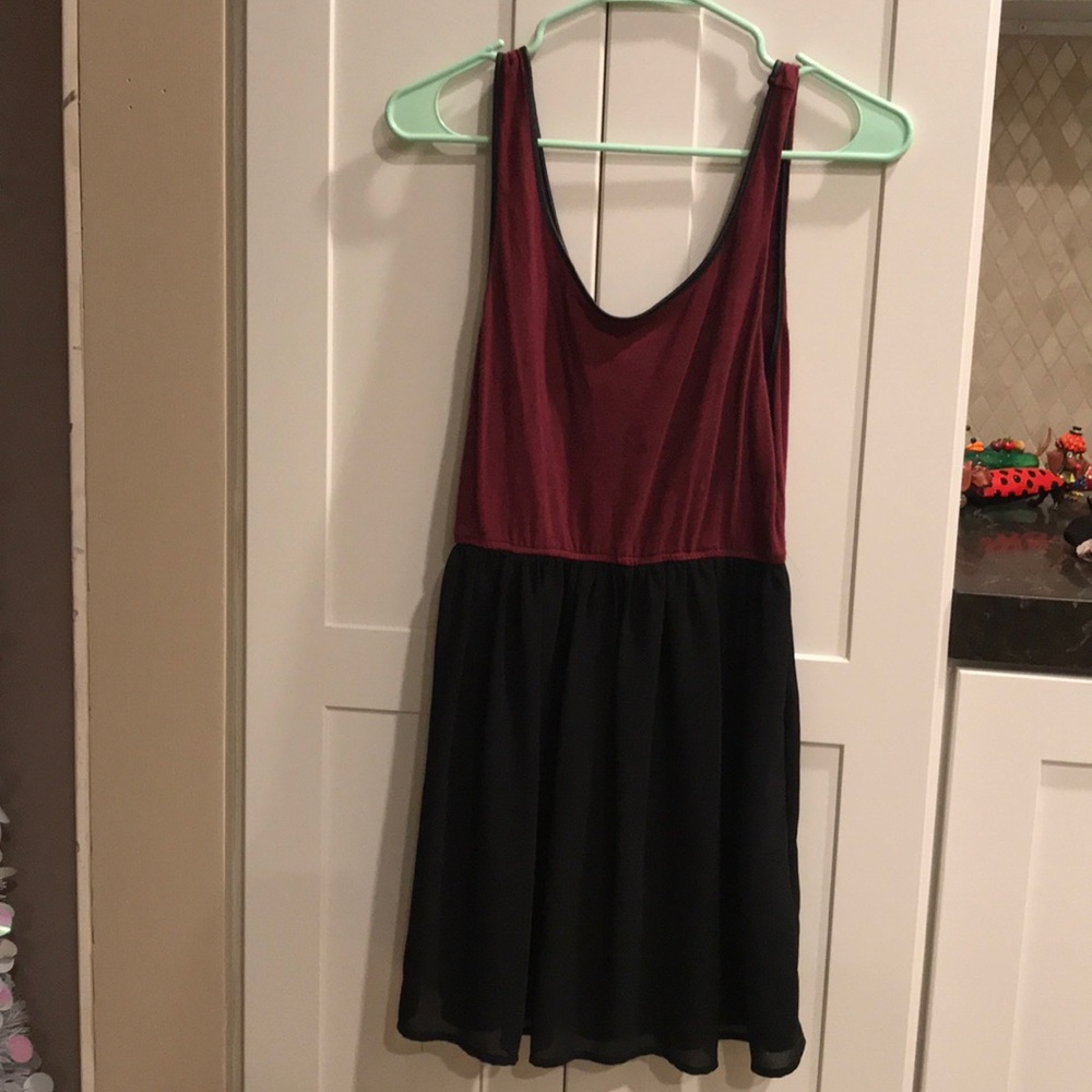 black and maroon dress