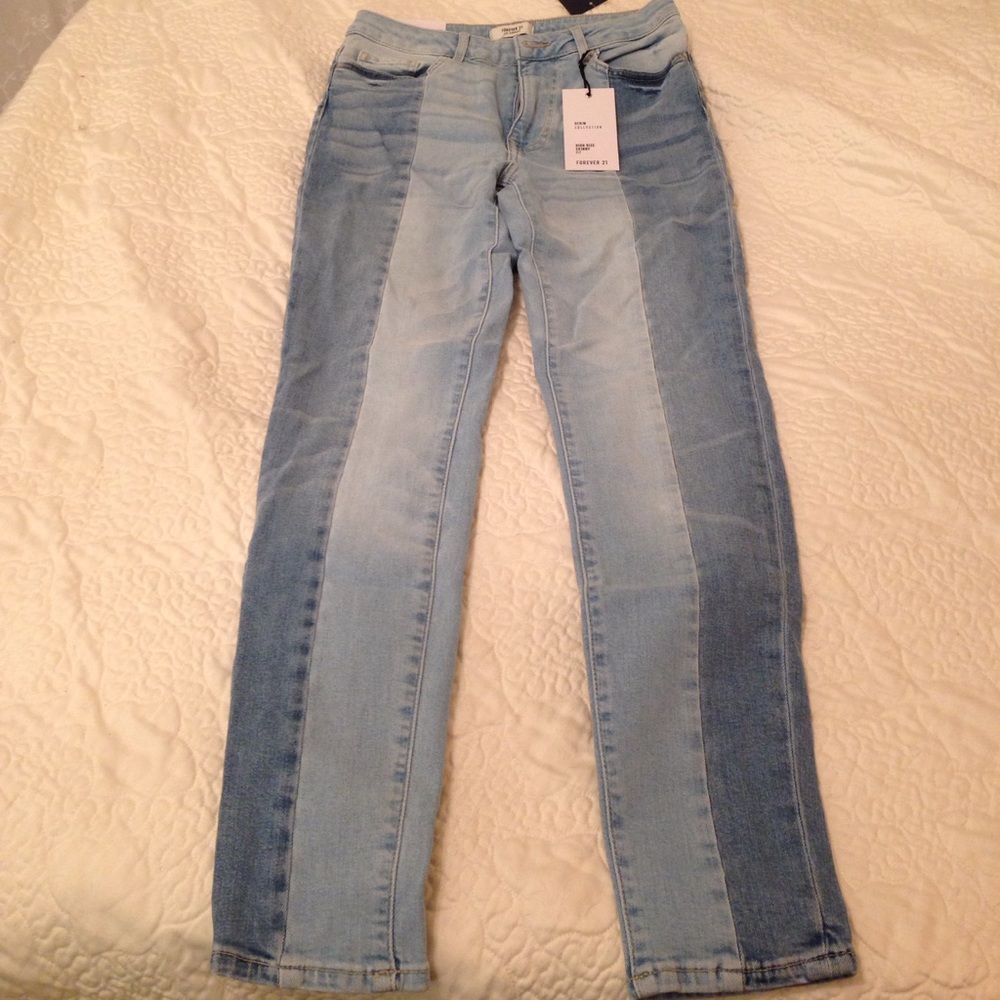 F21 two toned skinny jeans