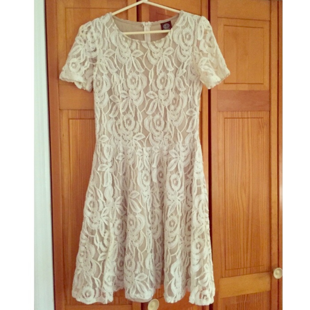 Cream lace floral dress
