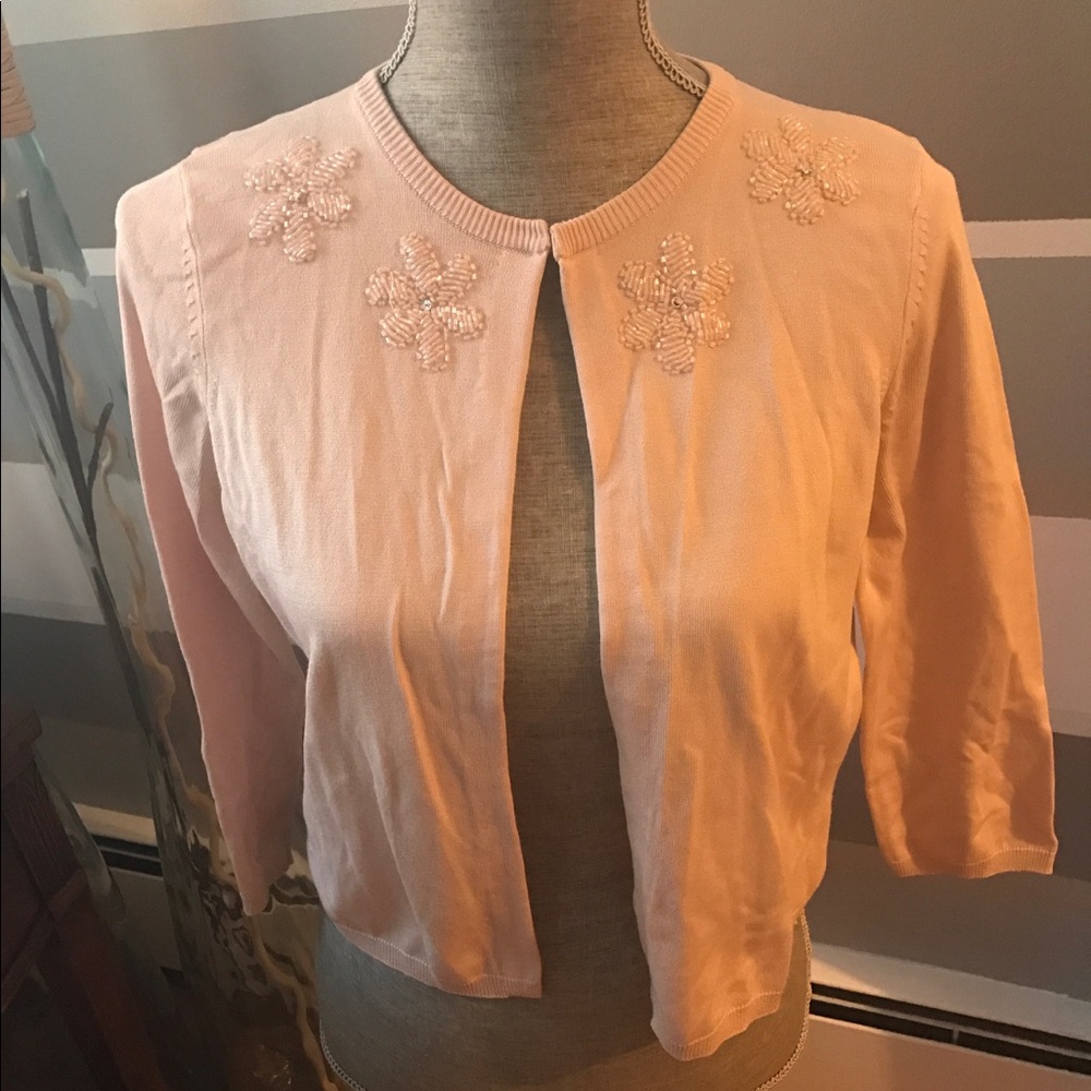 Pink / Peach Cardigan in Silk Blend Fabric by INC