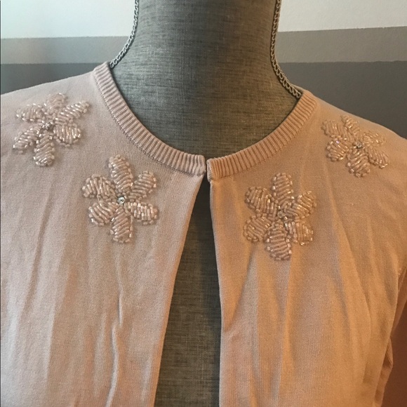 Pink / Peach Cardigan in Silk Blend Fabric by INC - Picture 2 of 4