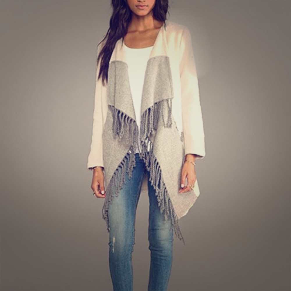 BB Dakota Wrap Fringe Sweater