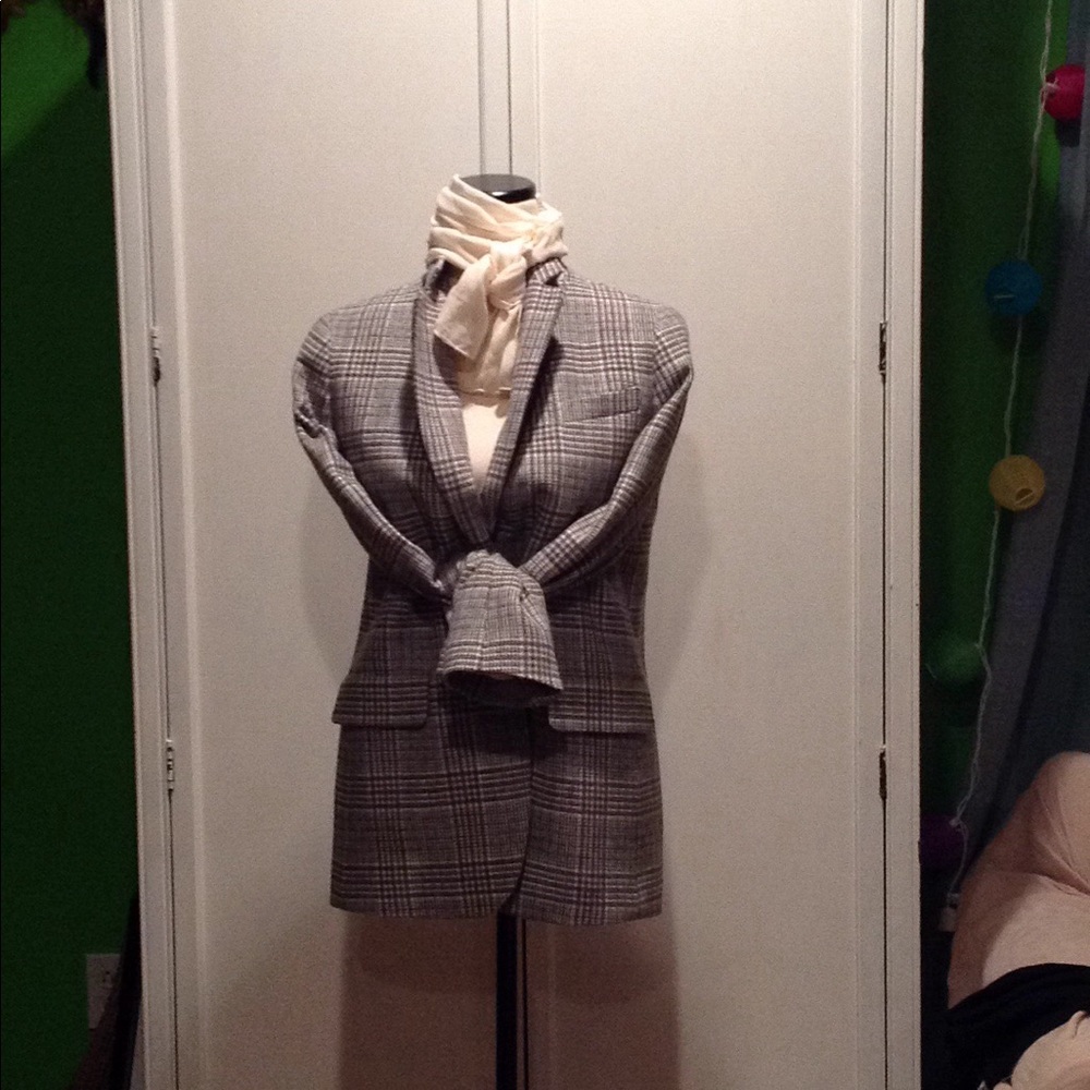 Glen plaid wool riding jacket