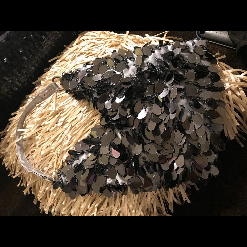 Large Grey Sequin Handbag