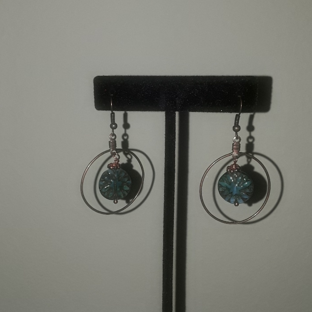 NWT Czech antique glass Hoop Earrings