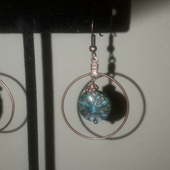 NWT Czech antique glass Hoop Earrings - Picture 2 of 2