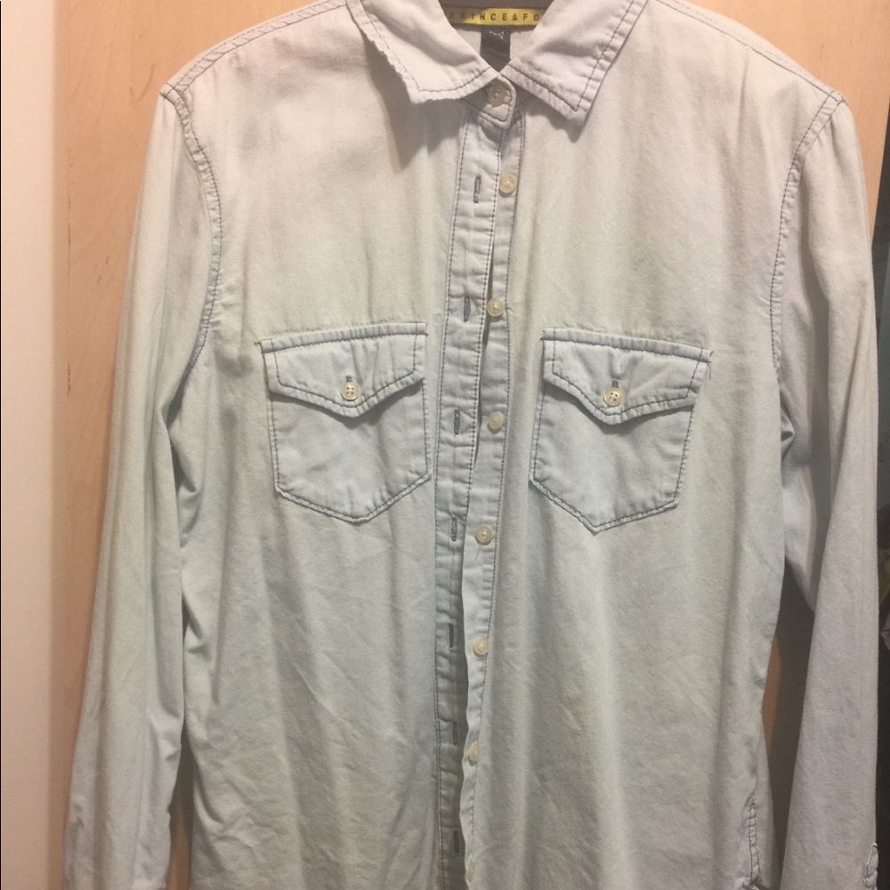 Light blue button up/button down top - Picture 2 of 2