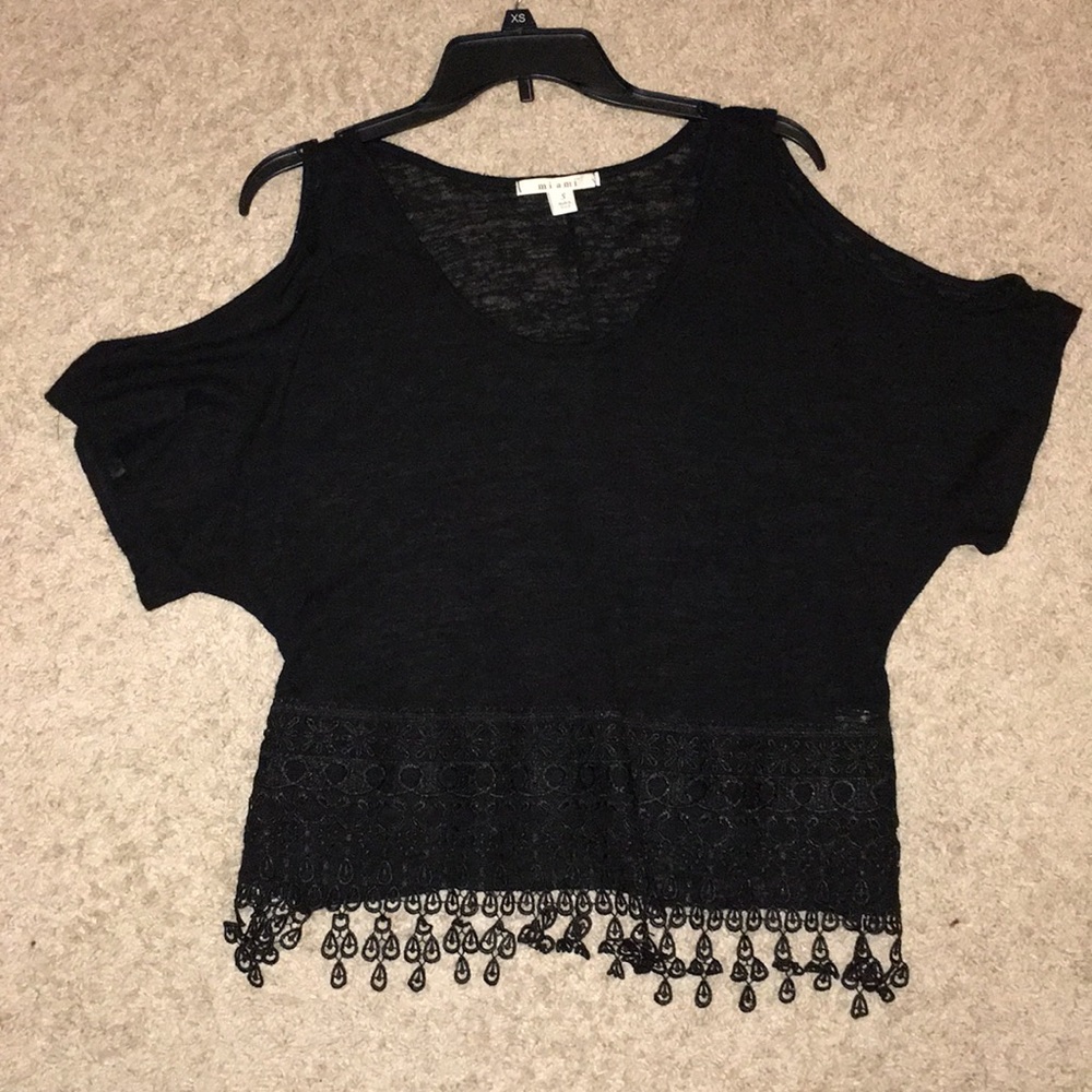 Black cold shoulder top