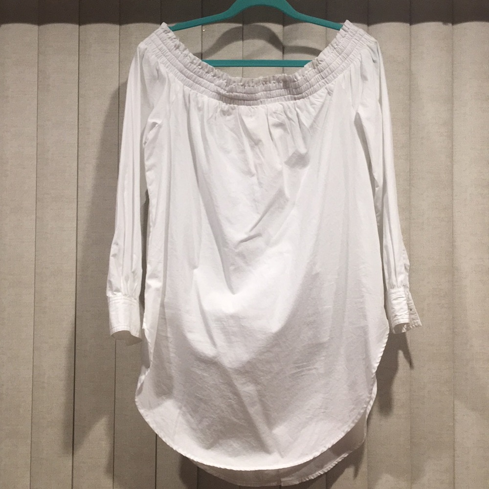 Brand new w/ tag! Open shoulder white blouse.