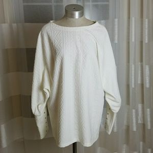 White Embossed Top with OOAK Cuffs