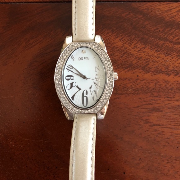 Folli Follie Silver Crystal Stones Leather Watch - Picture 4 of 8