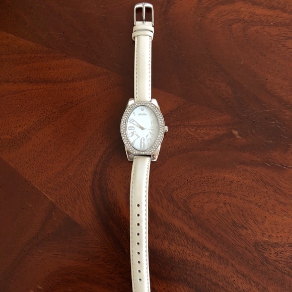 Folli Follie Silver Crystal Stones Leather Watch - Picture 6 of 8