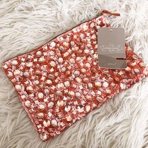 NWT Anthropologie Rose Faceted Infinity Clutch