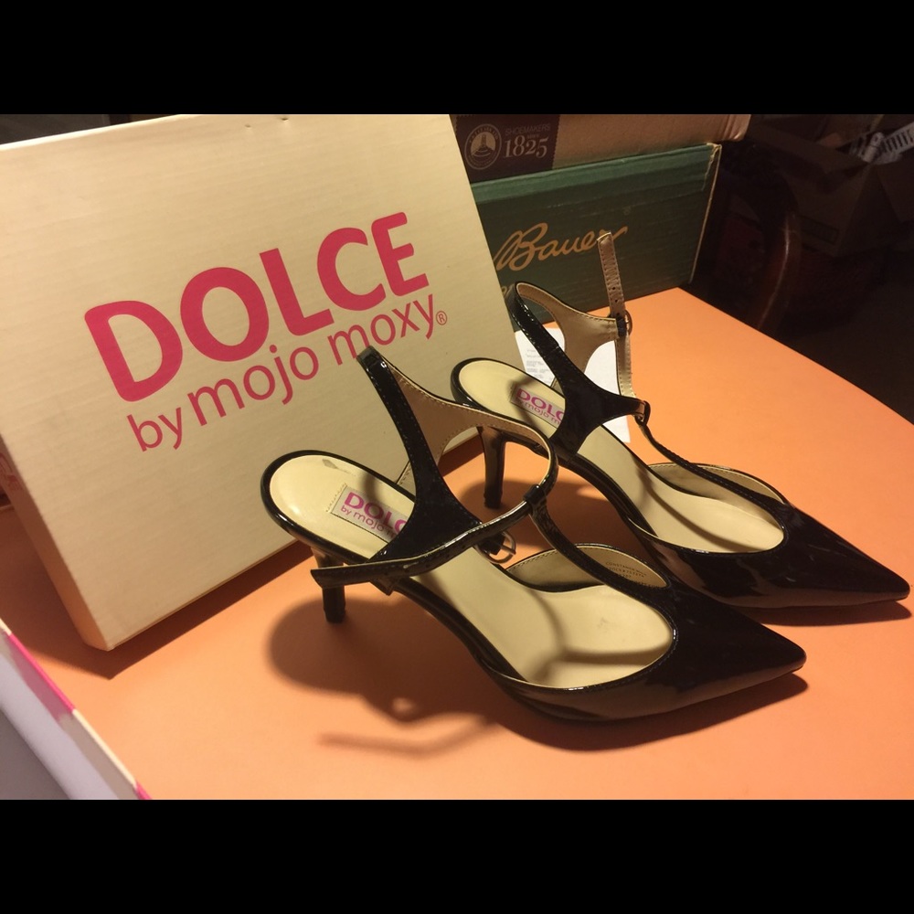 Black Patton t-strap heels