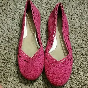 Pink Crochet Flats