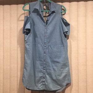 Denim off shoulder dress