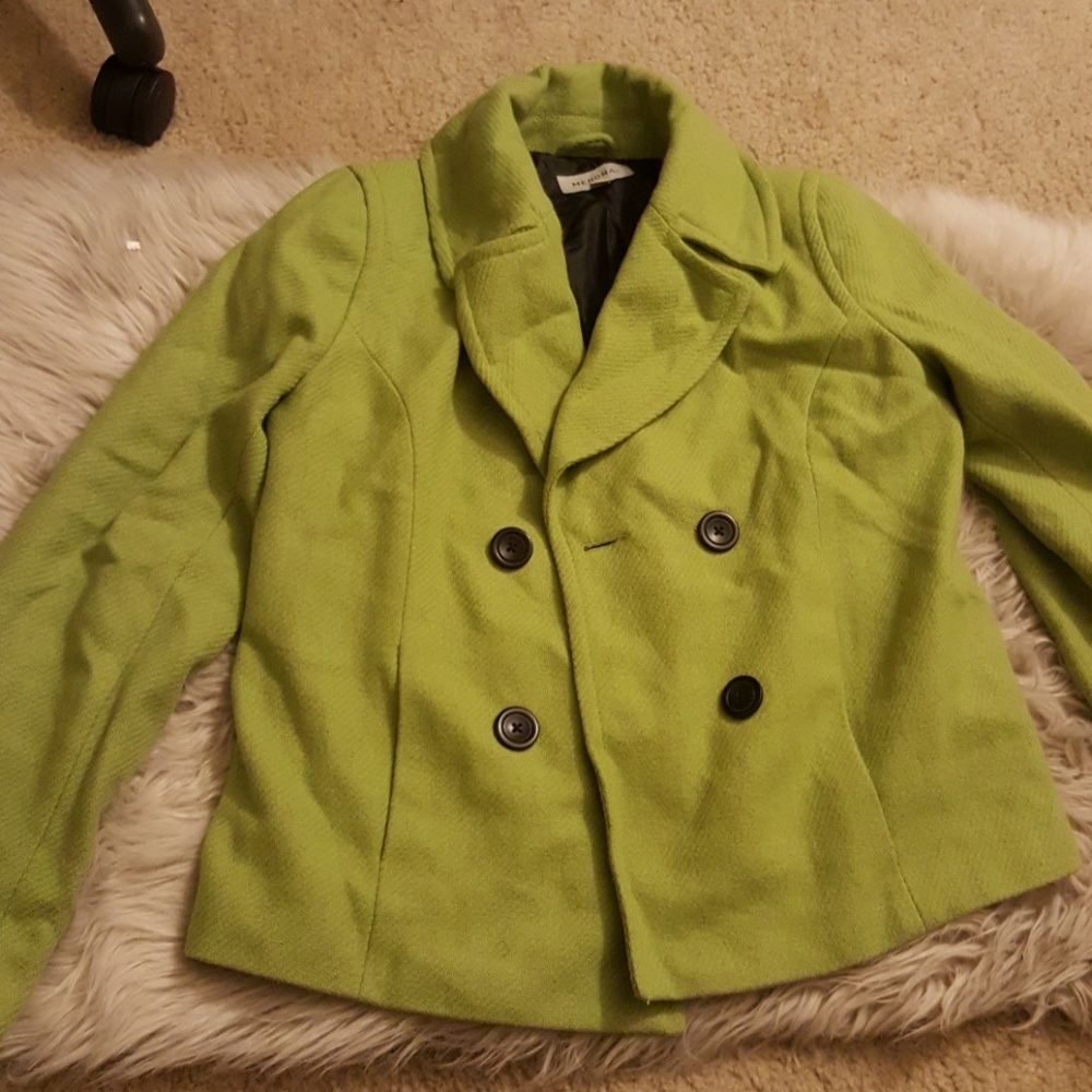 Lime green pea coat