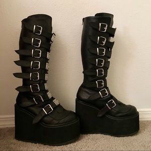 Black platform boots