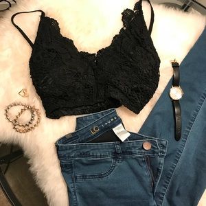 Black Bralette Halter Crop Top