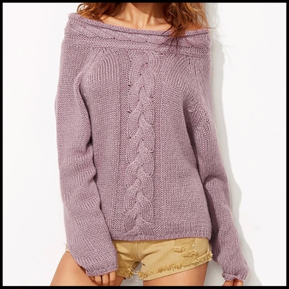 Mauve Off-the-Shoulder Sweater - Picture 4 of 5