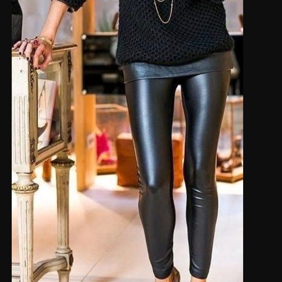 Pants - Black faux leather leggings