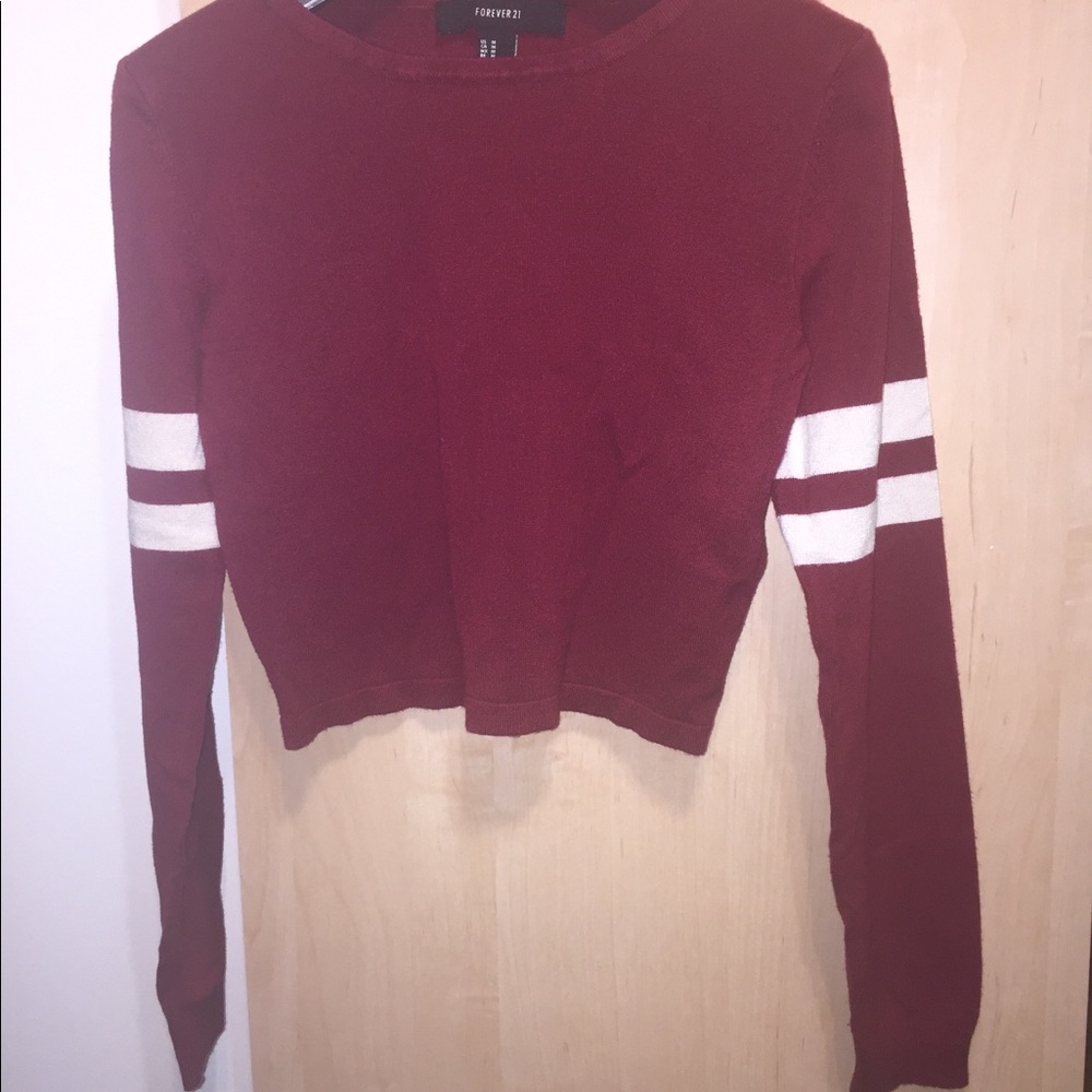 Red knit crop top