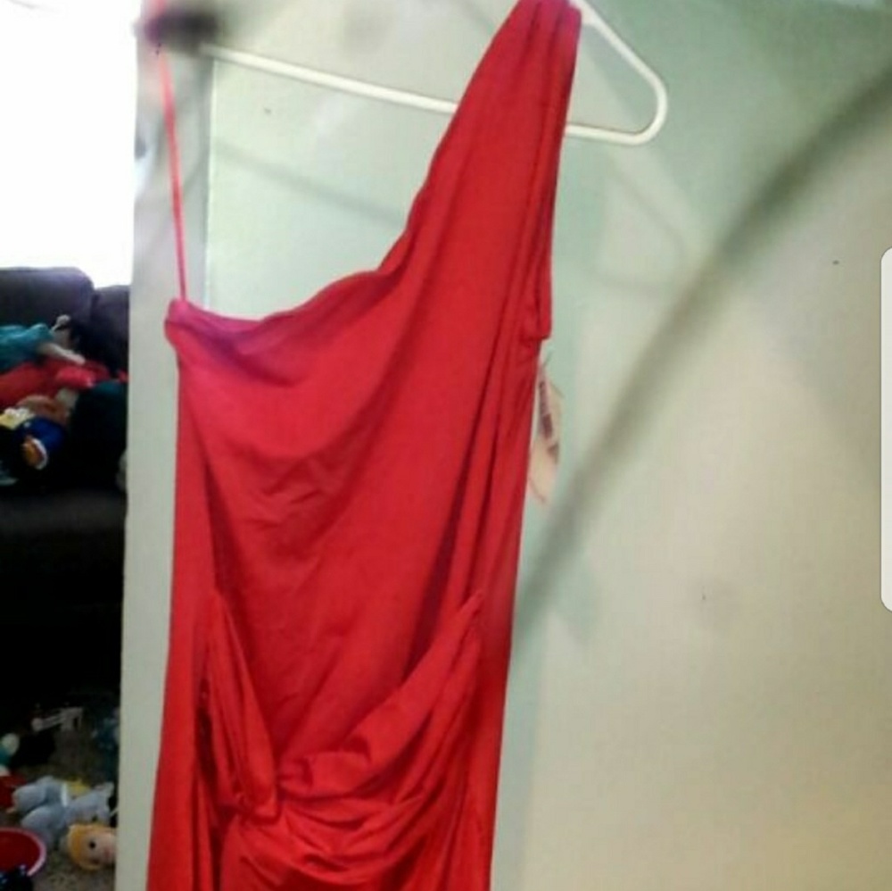 Red dress one sleeved
