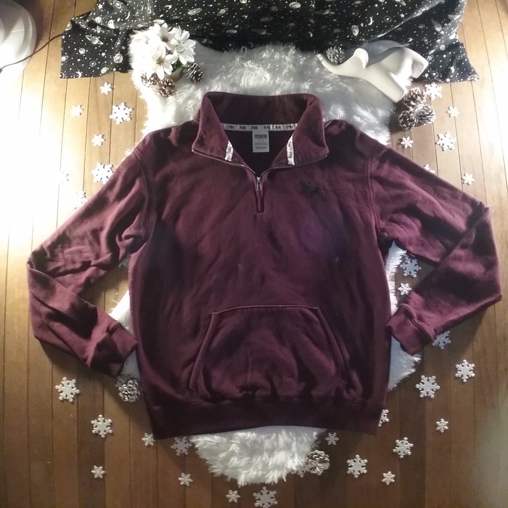Maroon Half Zip Collared Sweatshirt