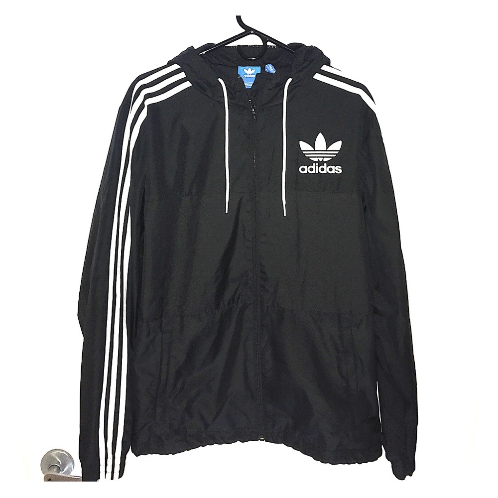 adidas - black windbreaker jacket.