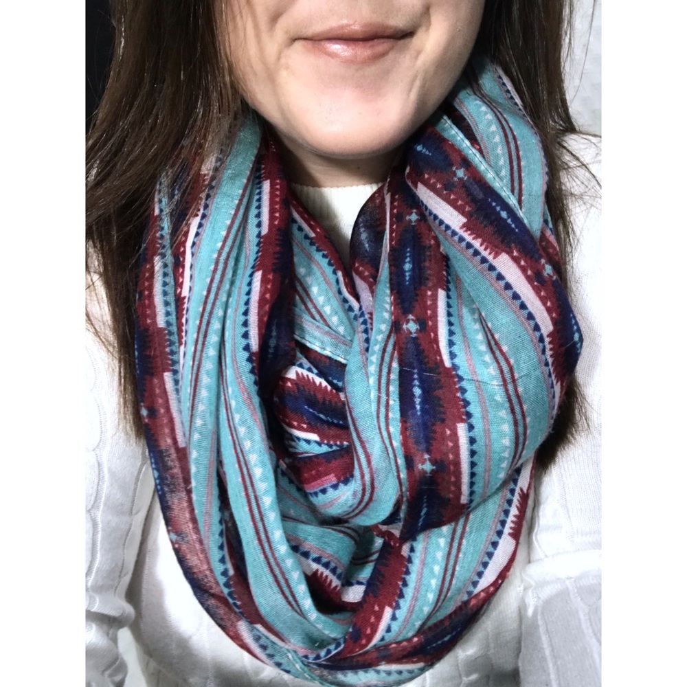 Teal & Maroon Lightweight Infinity Scarf