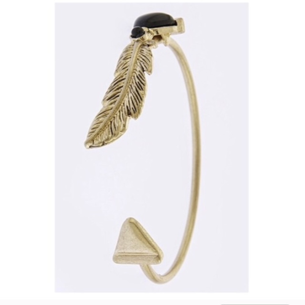 Boho chic Feather tip cuff bangle