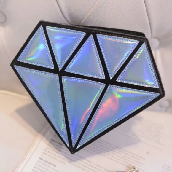 Diamond purse clutch geometric holographic rave - Picture 3 of 7