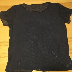 Navy blue lace short sleeve (see thru)