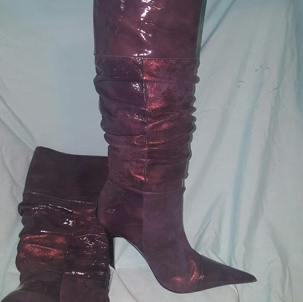 Exquisite holiday boot deep purple glitter pointed