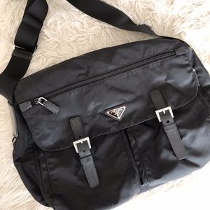 Prada Vela Medium Double-Pocket Messenger Bag