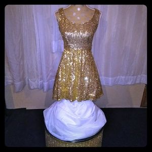 B. Darlin gold sequin cocktail dress.