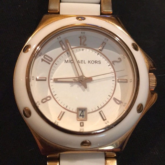 Michael Kors rose gold-tone w/ white acrylic watch main image 4