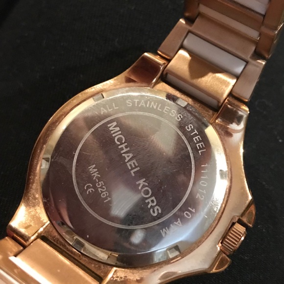 Michael Kors rose gold-tone w/ white acrylic watch main image 6