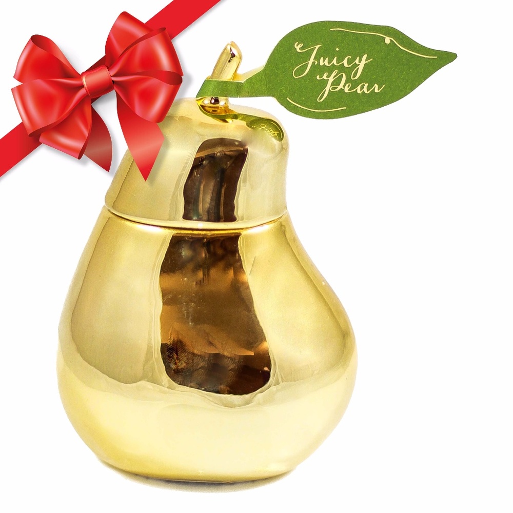 Gold Glass Figurine Soy Wax Pear Scented Candle