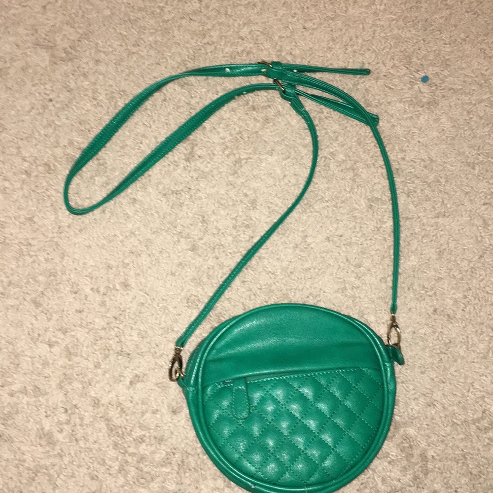 Teal circular mini purse